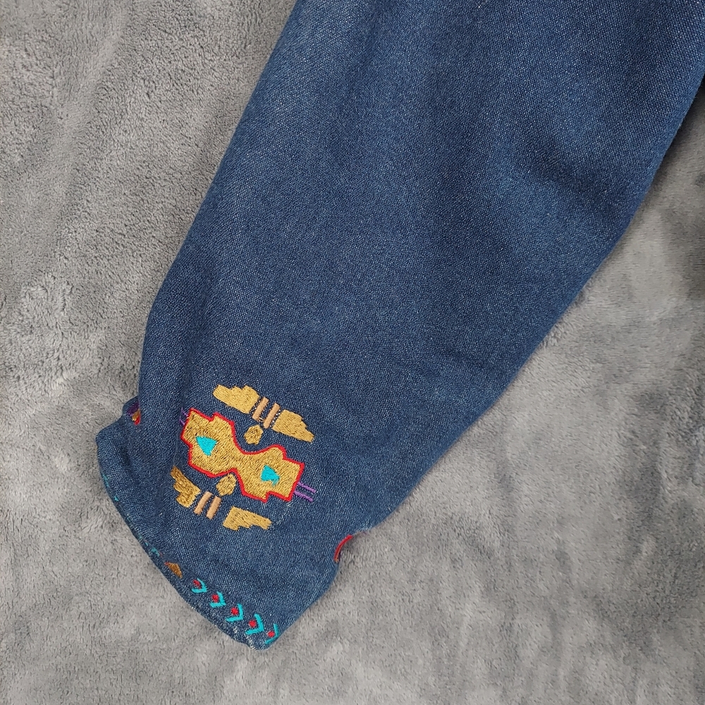 New Identity Cropped Denim Jacket With Embroidery, Women's L, Blue - Picture 11 of 12